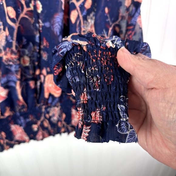 Rachel Zoe Blouse Floral Print Size Small Blue and PInk - Picture 6 of 6